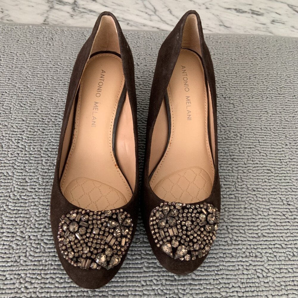 Antonio Melani classic velvet bejeweled pump, 6.5m